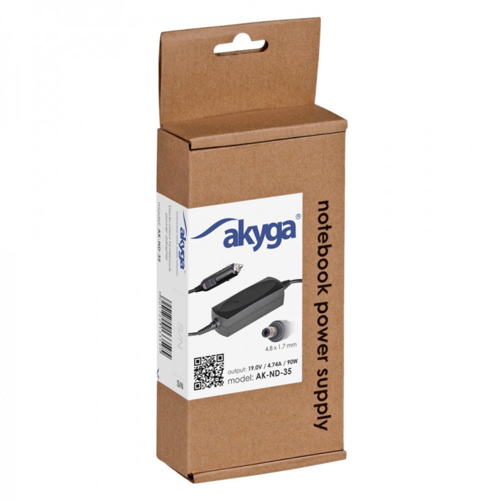 Akyga AK - ND - 35 car notebook power supply dedicated for HP 19V | 4,74 A | 90W | 4,8 x 1,7 mm) - LCDEAL