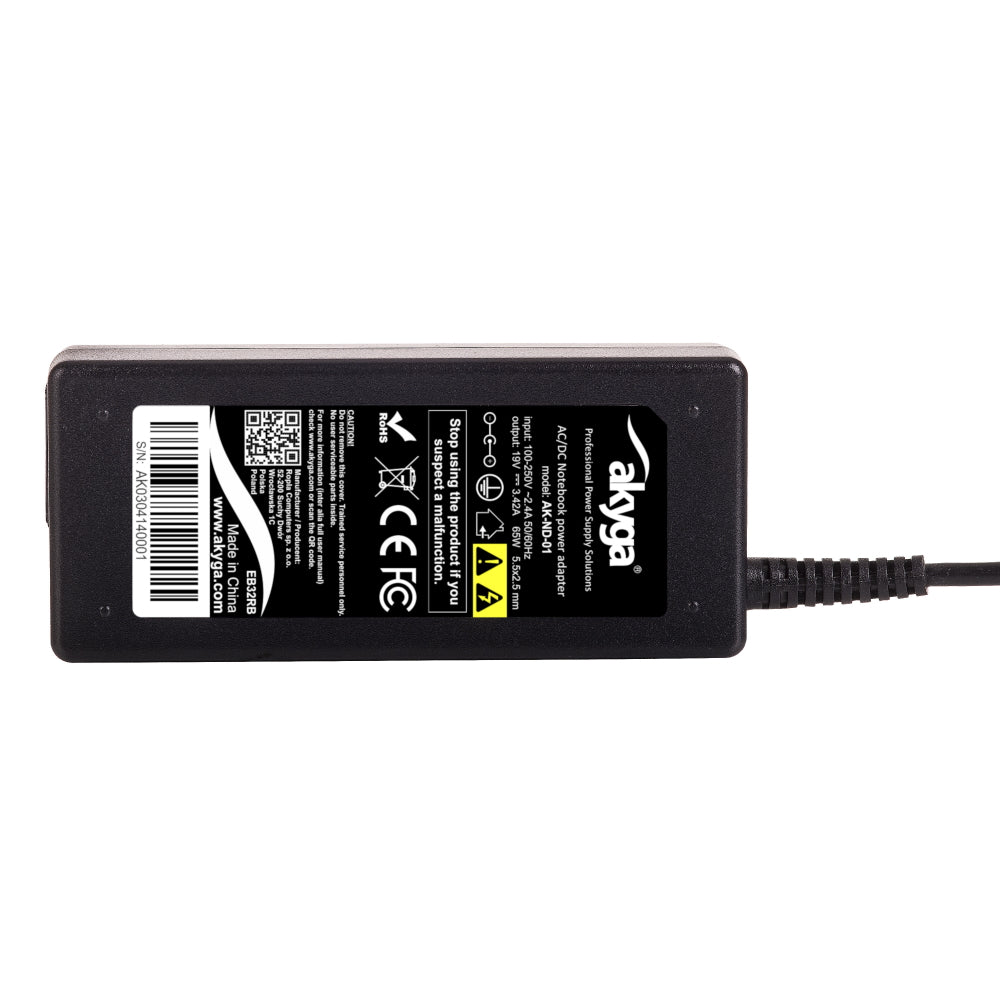 Akyga power supply for Toshiba notebooks 19V / 3,42A / 65W - LCDEAL