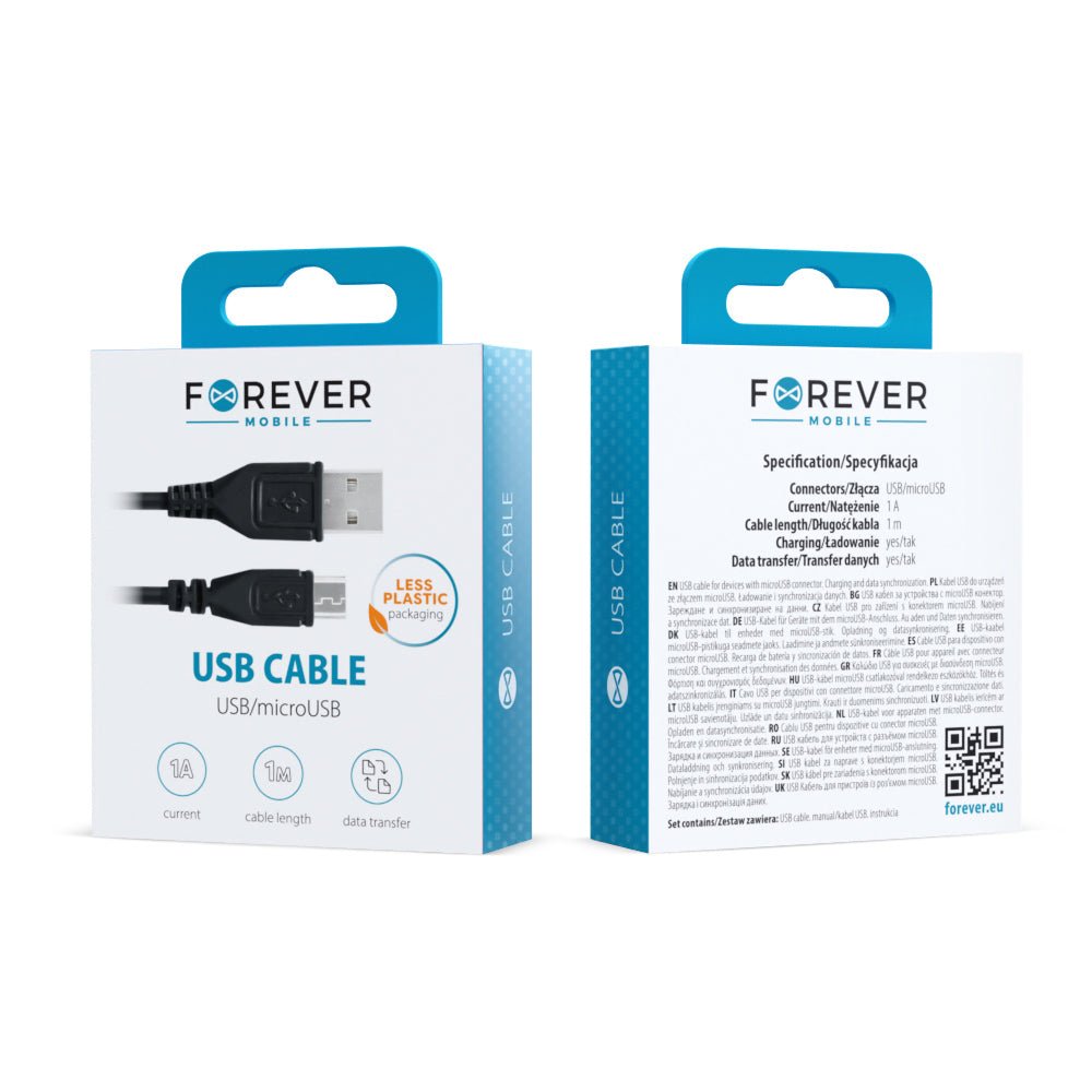 Forever cable USB - microUSB 1,0 m 1A black - LCDEAL