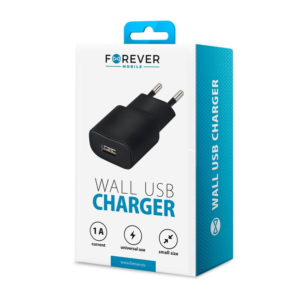 Forever TC - 01 charger 1x USB 1A black - LCDEAL