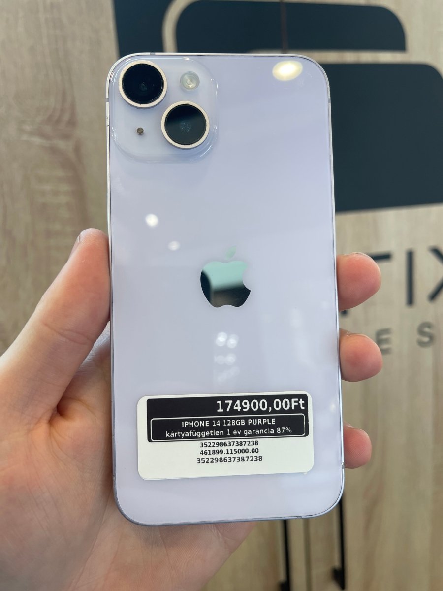 IPHONE 14 128GB PURPLE kártyafüggetlen 1 év garancia 87% - LCDEAL
