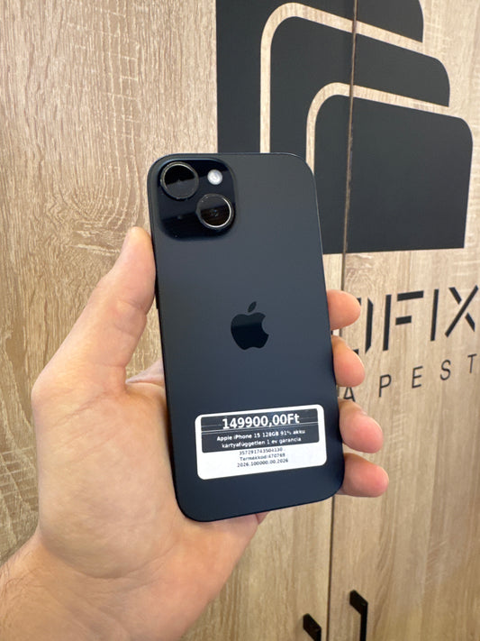 Apple iPhone 15 128GB 91% akku kártyafüggetlen 1 év garancia