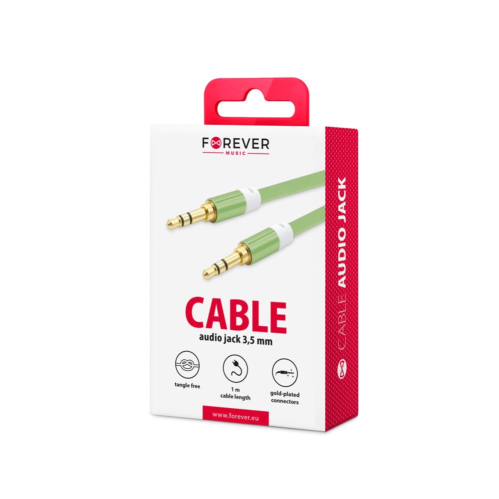 Forever audio cable jack 3,5mm - jack 3,5mm 1,0 m green - LCDEAL