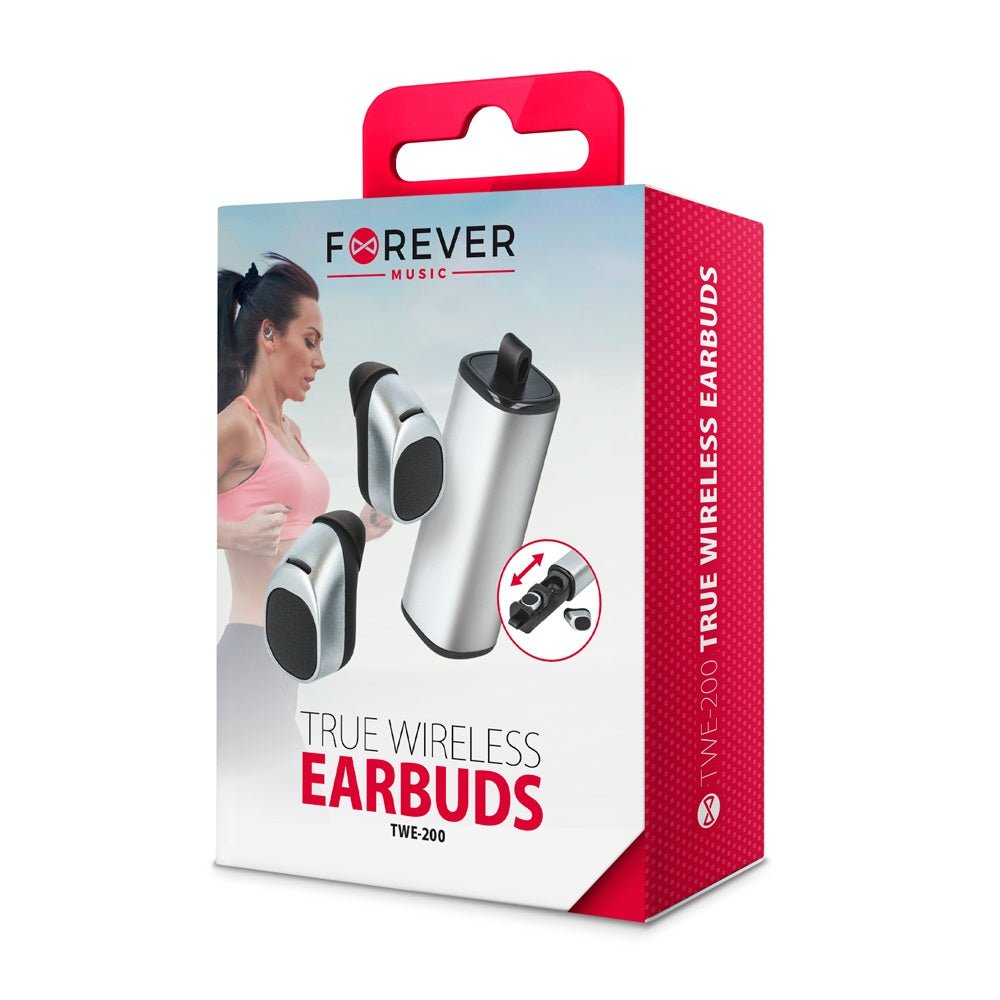 Forever bluetooth headset TWE - 200 with charging case silver - LCDEAL