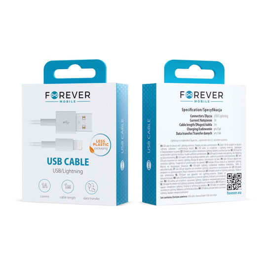 Forever cable USB - Lightning 1,0 m 1A white - LCDEAL