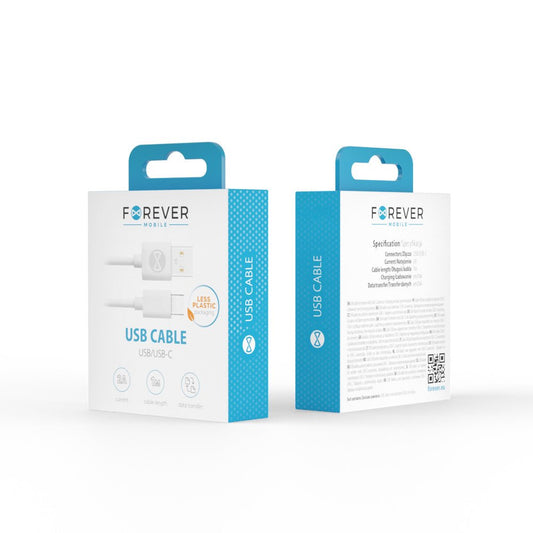 Forever cable USB - USB - C 1,0 m 2A white - LCDEAL