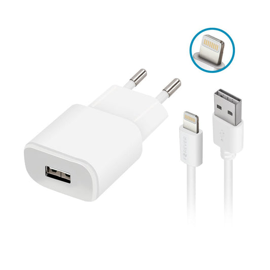 Forever TC - 01 charger 1x USB 1A white + Lightning cable - LCDEAL
