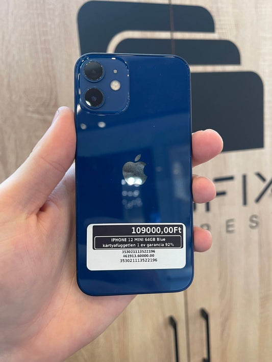 IPHONE 12 MINI 64GB Blue kártyafüggetlen 1 év garancia 92% - LCDEAL