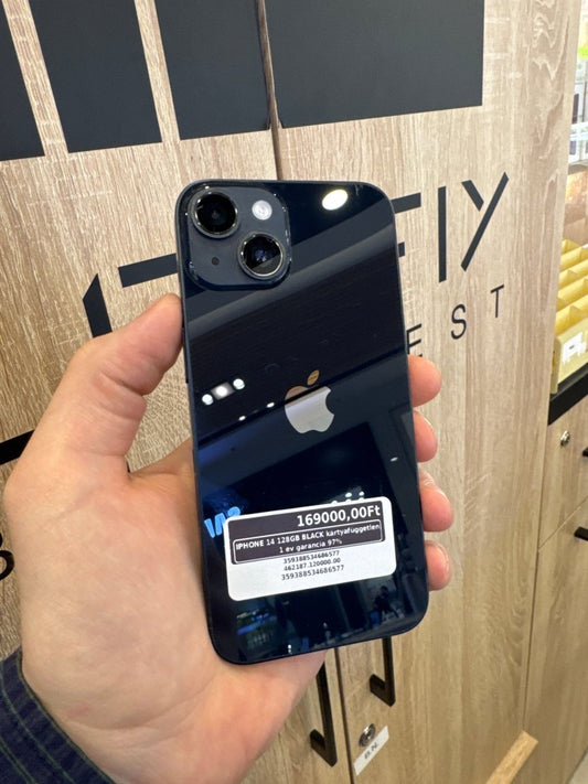 IPHONE 14 128GB BLACK kártyafüggetlen 1 év garancia 97% - LCDEAL