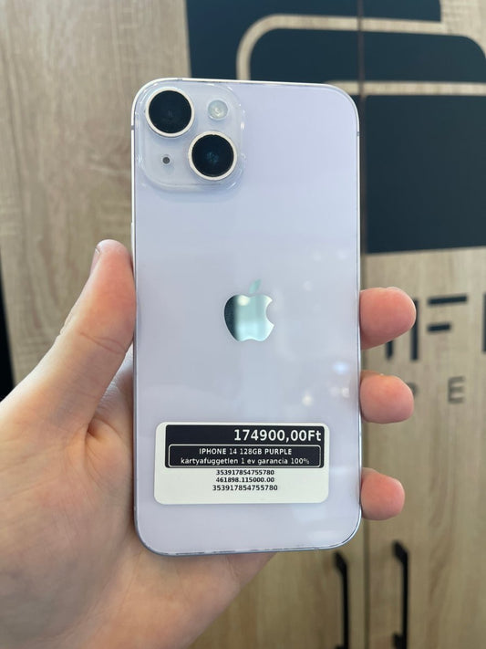 IPHONE 14 128GB PURPLE kártyafüggetlen 1 év garancia 100% - LCDEAL