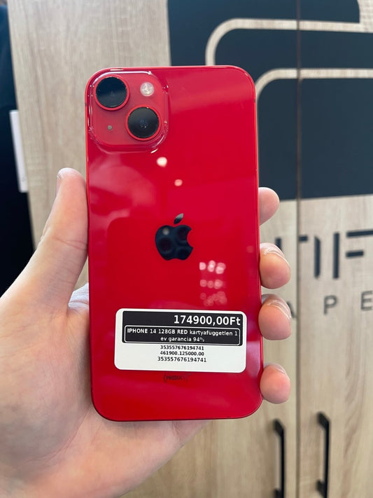 IPHONE 14 128GB RED kártyafüggetlen 1 év garancia 94% - LCDEAL