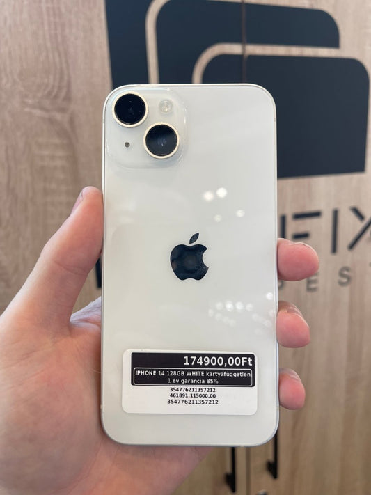 IPHONE 14 128GB WHITE kártyafüggetlen 1 év garancia 85% - LCDEAL