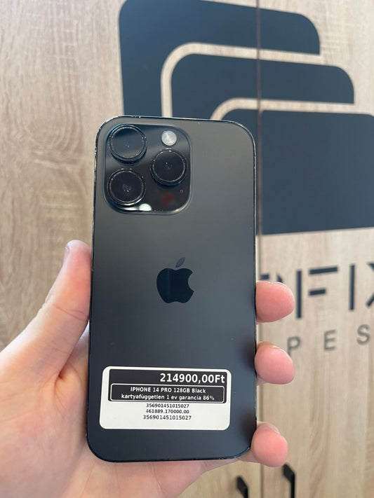 IPHONE 14 PRO 128GB Black kártyafüggetlen 1 év garancia 86% - LCDEAL